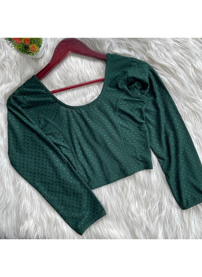 Cotton Green Daily Wear Round Neck Readymade Blouse